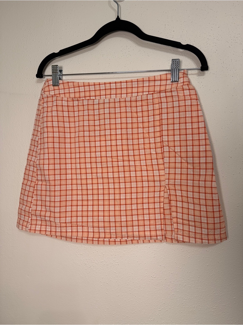Arizona Jean Company Peach and Orange Plaid Mini Skirt